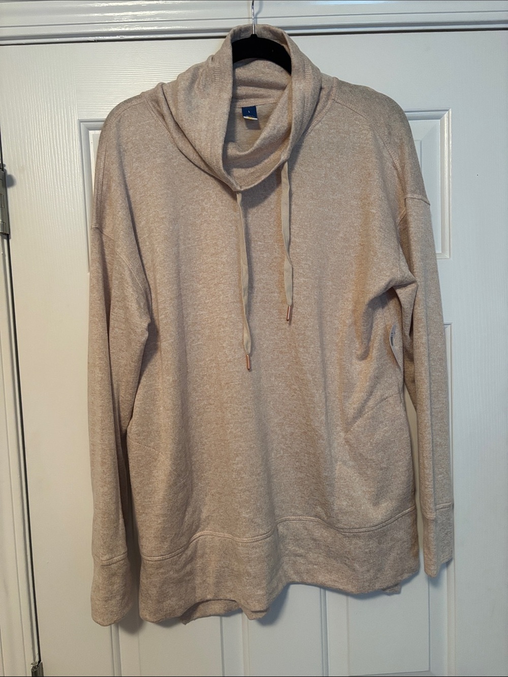 Womans Beige Cowl Neck Pullover Sweater